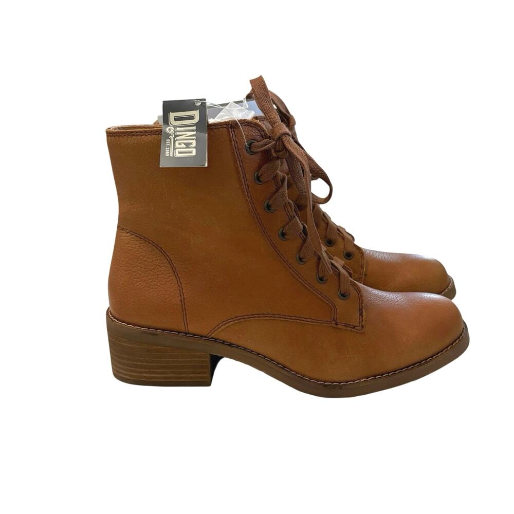 Dingo Lace Up Combat Boots Brown Leather Womens Size 8.5 Cottagecore Whimsigoth
